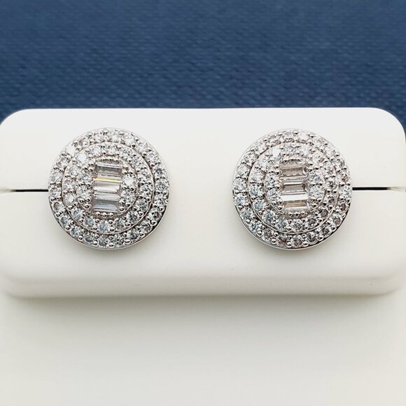 925 Sterling Silver Plated CZ Earrings, EVBRS570 - Picture 1 of 8